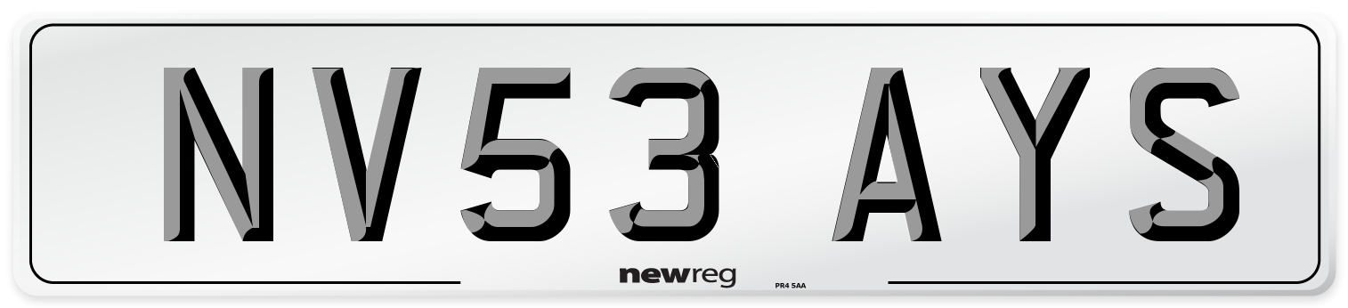 NV53 AYS Number Plate from New Reg
